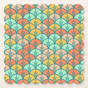 Colorful Modern Trendy Geometric Fish Scale Paper Coaster