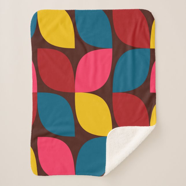Colorful, modern, trendy, urban flower abstraction sherpa blanket (Front)