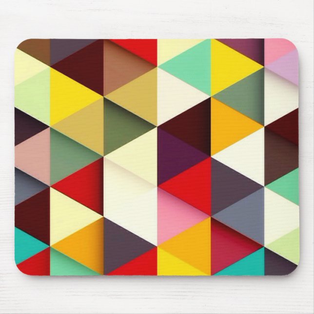 Colorful Modern Triangle Pattern Mouse Pad (Front)