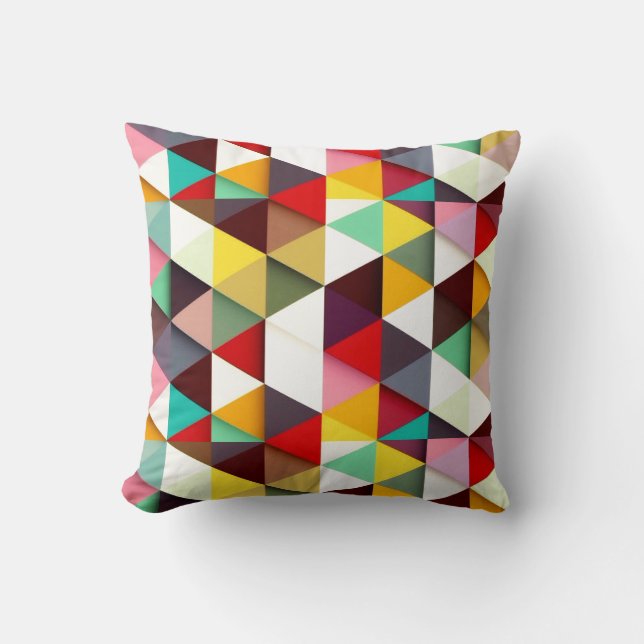Colorful Modern Triangle Pattern Throw Pillow (Front)