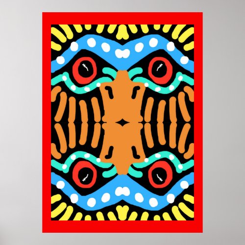 Colorful Modern Tribal Abstract War Eagle Totem Poster