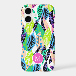 Colorful Modern Tropical Botanical Monogram iPhone 17 Case