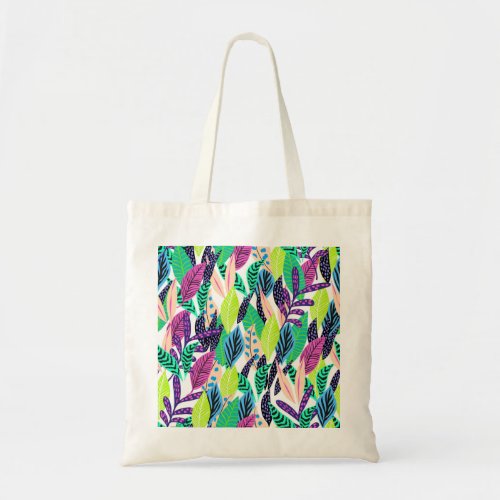 Colorful Modern Tropical Forest Leaves Pattern Tot Tote Bag