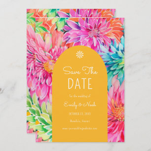 Colorful Modern Tropical Watercolor Floral Wedding Save The Date