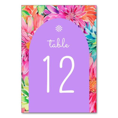 Colorful Modern Tropical Watercolor Floral Wedding Table Number