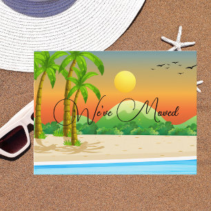 Colorful Modern Tropical We've Moved Winter Home Postcard