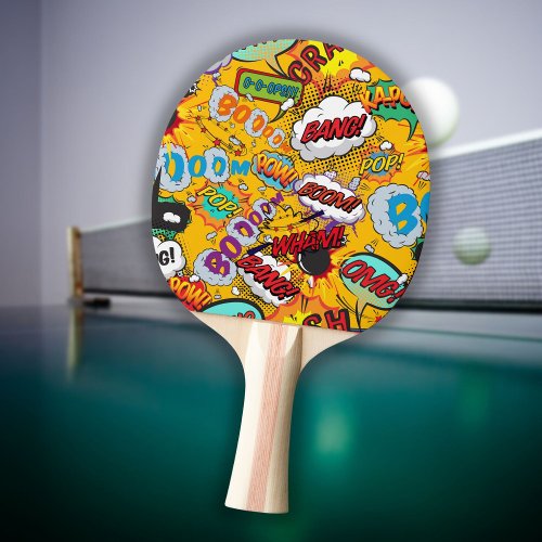 Colorful Modern Typographic Comic Book Ping Pong Paddle