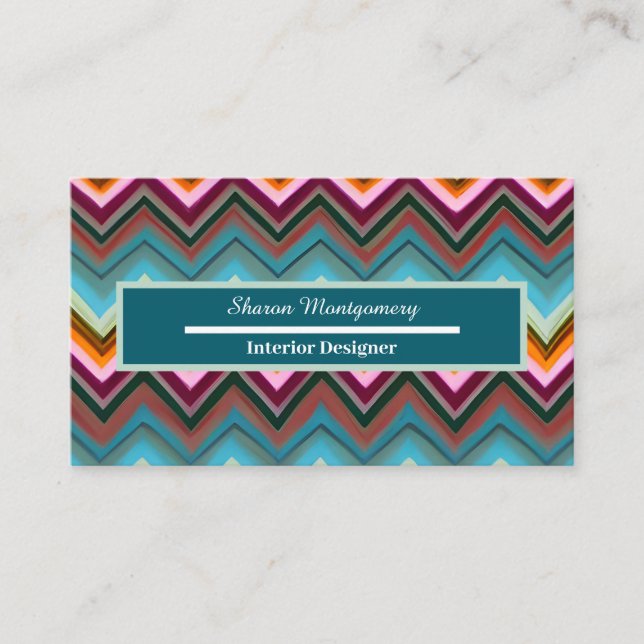 Colorful Modern V Shape Pattern Business Card (Front)