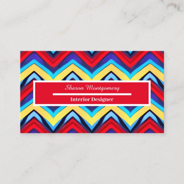 Colorful Modern V Shape  Pattern Business Card (Front)