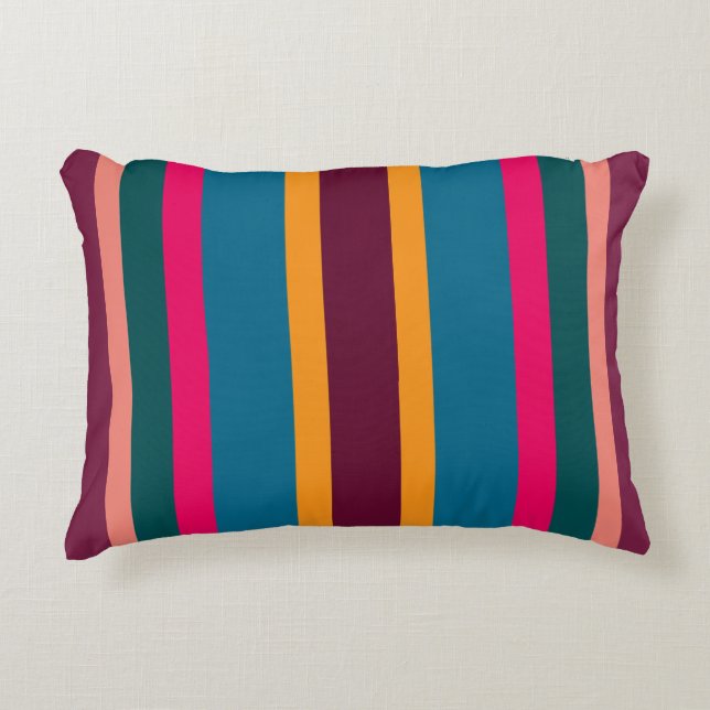 Colorful Modern Vibrant Stripes Accent Pillow (Front)