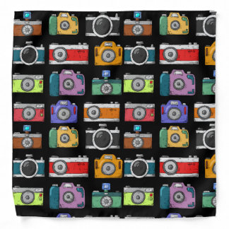 Colorful Modern Vintage cameras 70s Trendy black Bandana