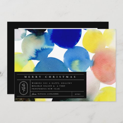 Colorful Modern Watercolor Art Photo Holiday Card