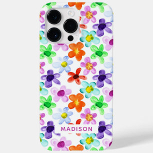 Colorful Modern Watercolor Floral Personalized Case-Mate iPhone 14 Pro Max Case