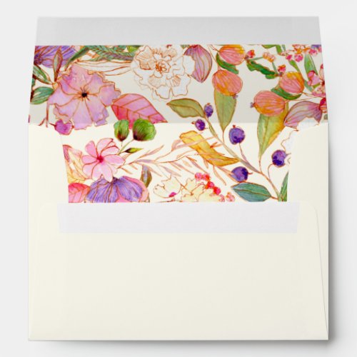 Colorful Modern Watercolor Floral Wedding Design Envelope