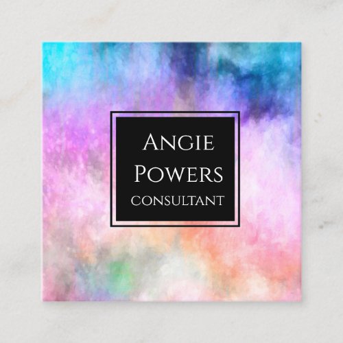 colorful modern watercolor style  abstract custom  square business card