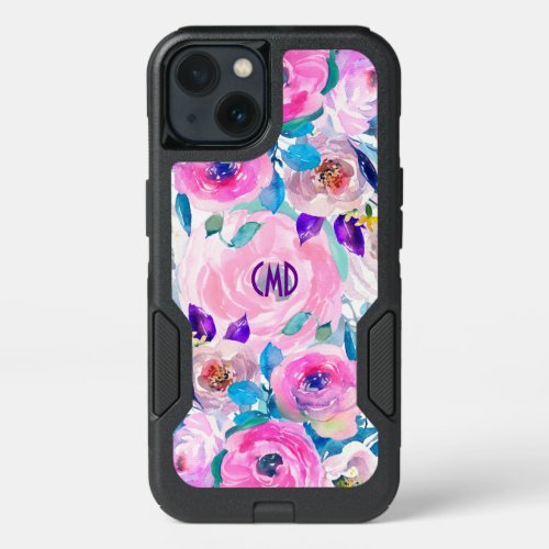 Colorful Modern Watercolors Flowers Collage 4 iPhone 13 Case