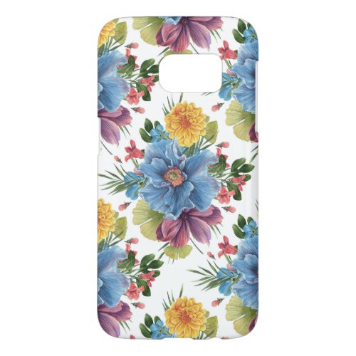 Colorful Modern Watercolors Flowers Pattern Samsung Galaxy S7 Case
