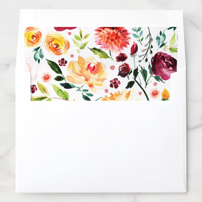 Colorful modern watercolors flowers pattern envelope liner (In Envelope)