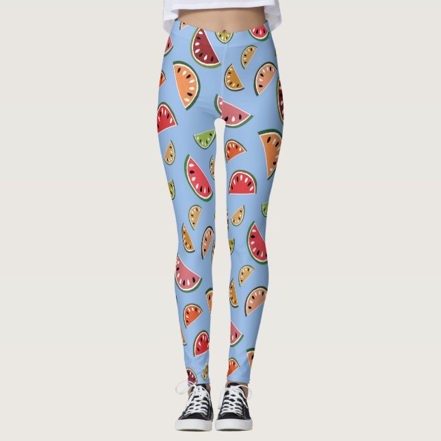 Colorful Modern Watermelon Pattern Leggings (Front)