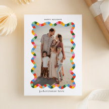 Colorful Modern Wavy Frame Photo Christmas