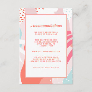 Colorful Modern Wedding Accommodation Detail Coral Enclosure Card