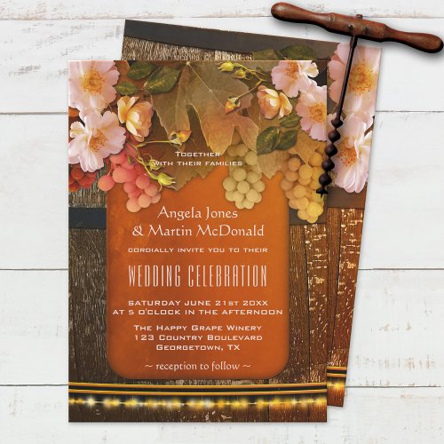 Colorful Modern Wine Theme Vineyard Wedding Invitation