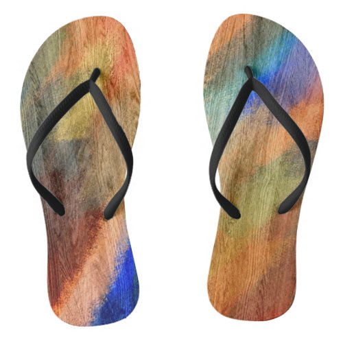 Colorful Modern Wood Grain Background 46 Flip Flops