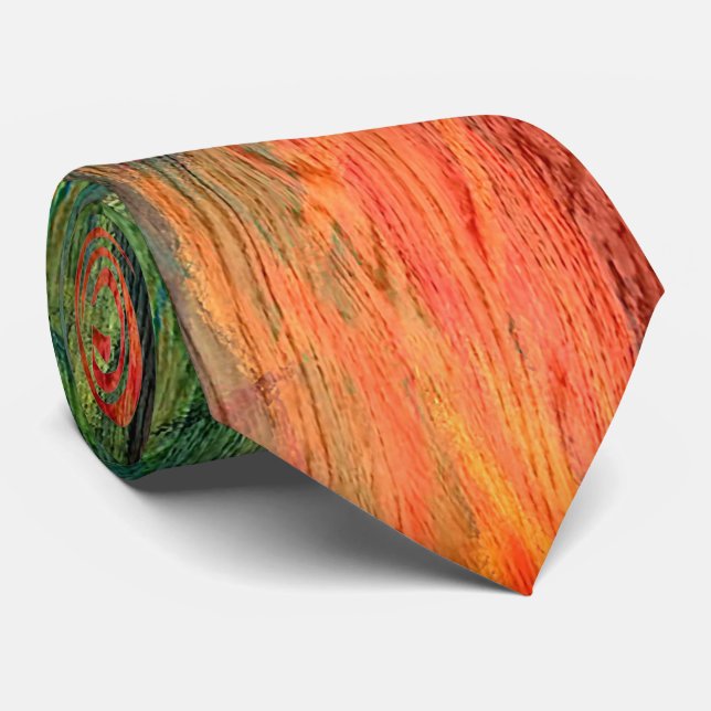 Colorful Modern Wood Grain Background #4 Neck Tie (Rolled)
