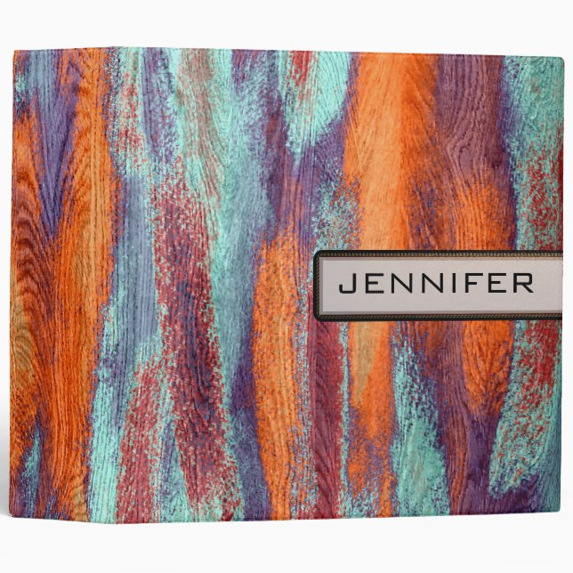 Colorful Modern Wood Grain Look #3 Binder (Front/Spine)