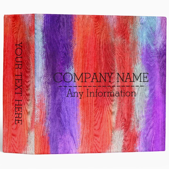 Colorful Modern Wood Grain Look #6 3 Ring Binder (Front/Spine)