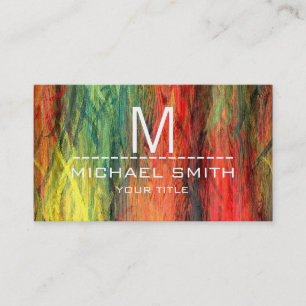 Colorful Modern Wood Grain Monogram #3 Business Card