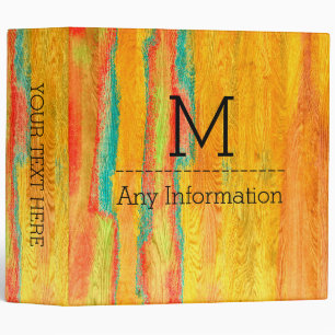 Colorful Modern Wood Grain Monogram #5 Binder