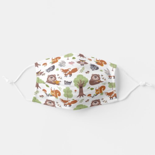 Colorful Modern Woodland Nature Kids Bear Pattern Adult Cloth Face Mask