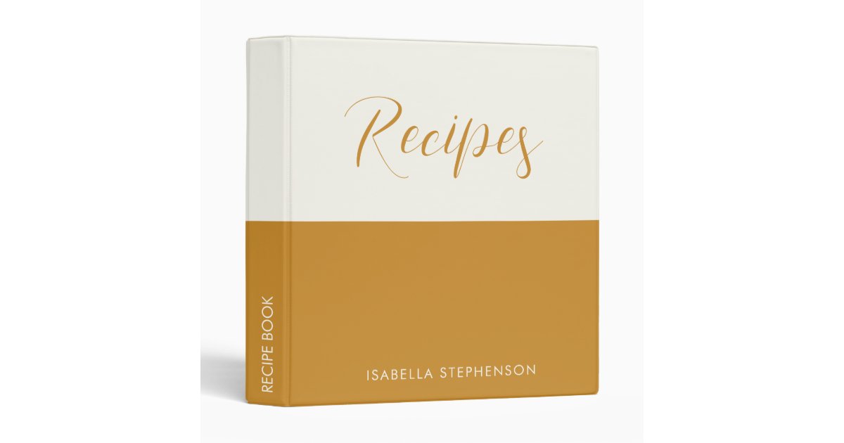 Colorful Modern Yellow and Cream Recipe 3 Ring Binder | Zazzle