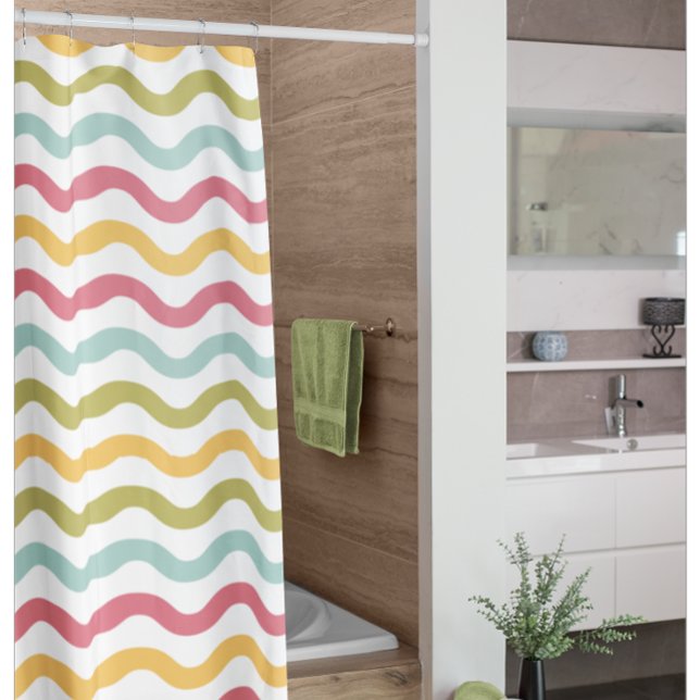 Colorful Modern Zigzag Pattern Shower Curtain (Creator Uploaded)