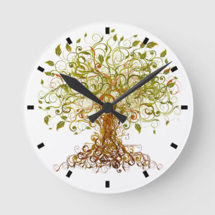 Colorful Modernist Tree Round Clock