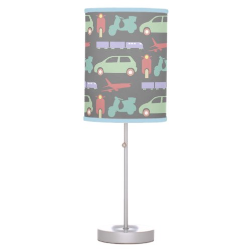 Colorful Modes of Transport Travel Icons Table Lamp