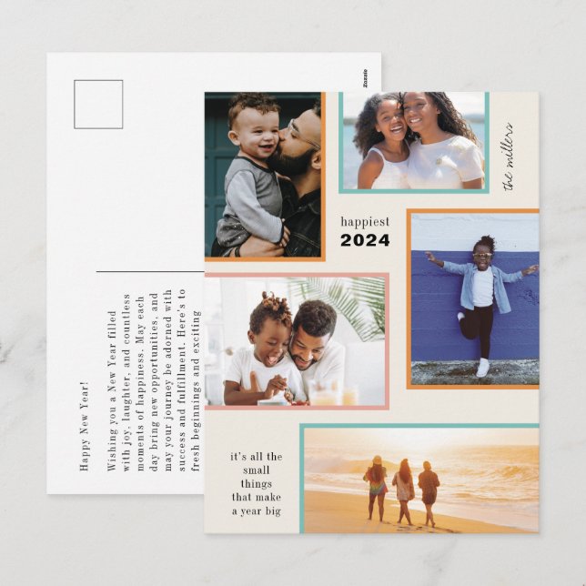 Colorful Moments Holiday Photo Postcard (Front/Back)