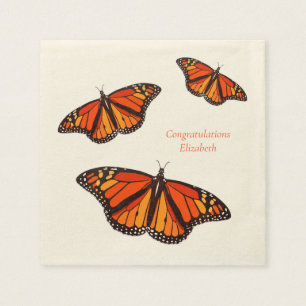 Colorful Monarch Butterflies custom message Napkins