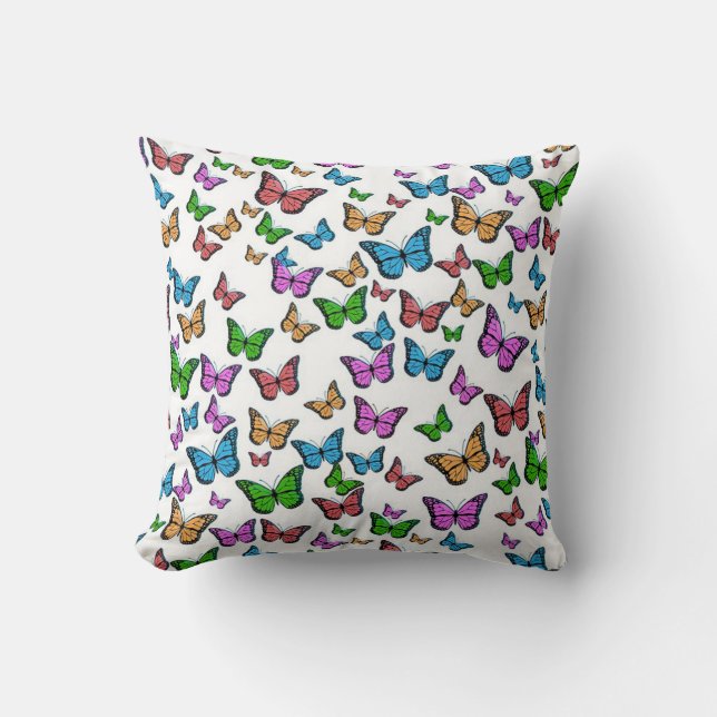Colorful Monarch Butterflies Throw Pillow (Front)