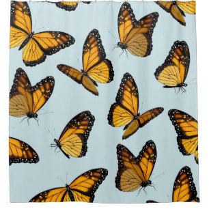 Colorful Monarch Butterflies Vintage Illustration Shower Curtain