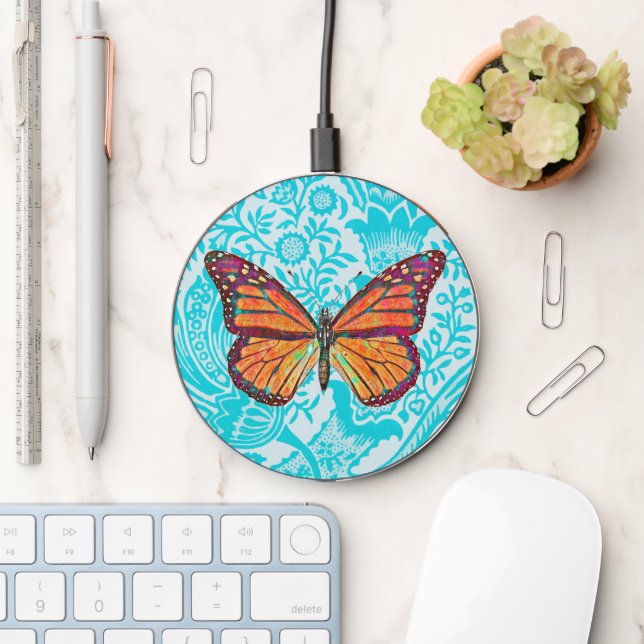 Colorful Monarch Butterfly Art Charger (Desk)