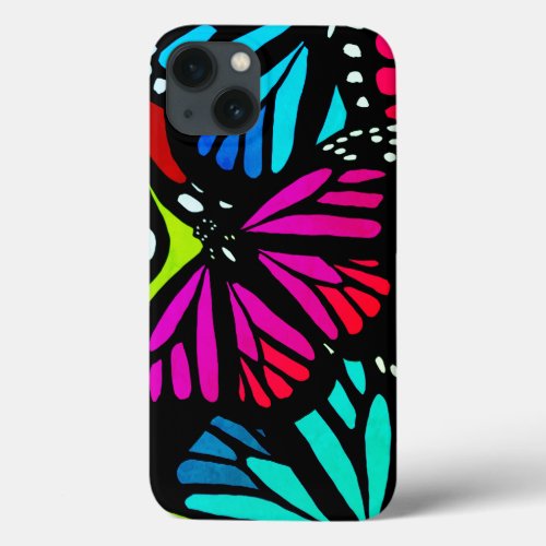 colorful Monarch Butterfly Phone Case pink blue