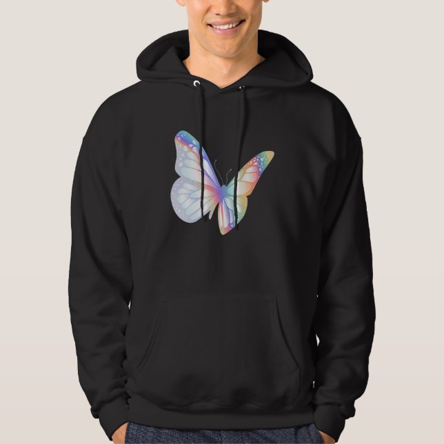 Colorful Monarch Butterfly Retro Techno Raves Danc Hoodie (Front)