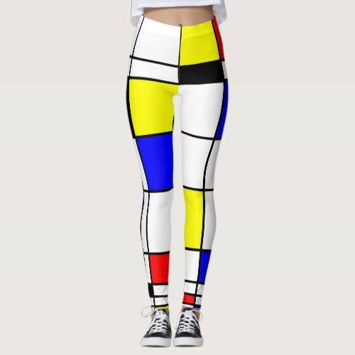Colorful Mondrian Art Stylish Pattern Leggings
