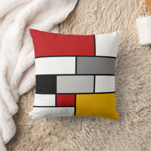 Colorful Mondrian inspiration Throw Pillow