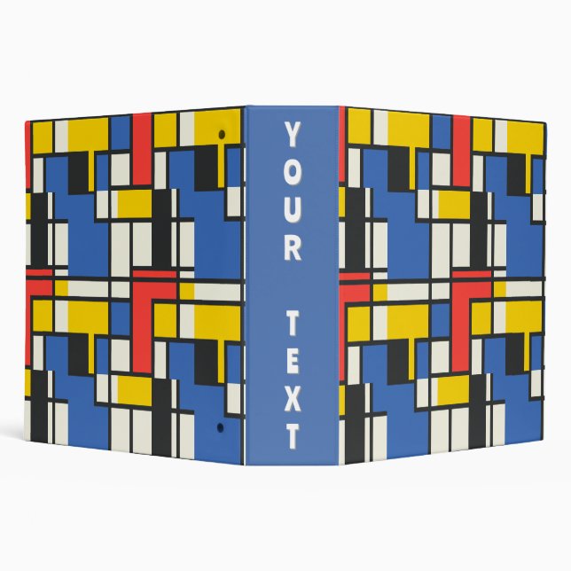 Colorful Mondrian Style Geometric 3 Ring Binder (Background)