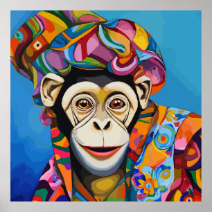Colorful Monkey Poster