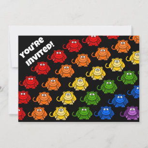 Colorful Monkey Rainbow Children's Birthday Party Invitation