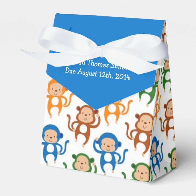 Colorful Monkey Theme Baby Shower Favor Boxes (Front Side)